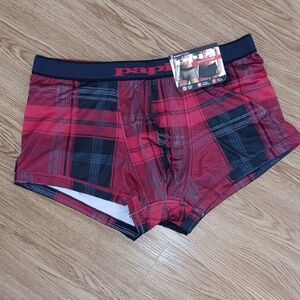 Papi Mens XL Red and Black Plaid Boxer Briefs Stretchy Fit A Pair NWT